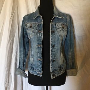 Abercrombie distressed blue jean jacket